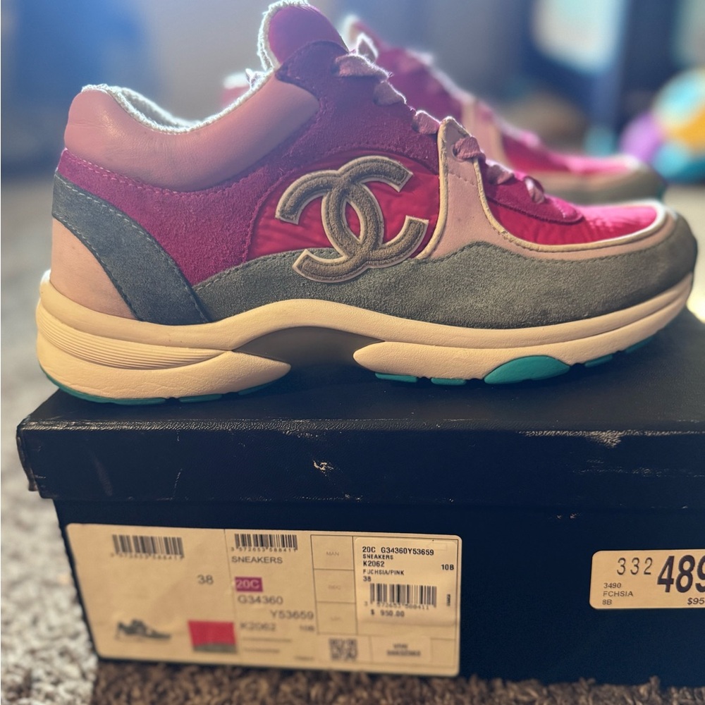 CHANEL Pink and Blue Athletic Shoes
Authentic
